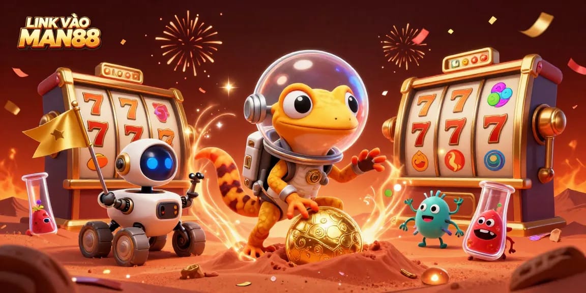 Experience excitement at LINK VÀO MAN88 with a 3D Martian gecko uncovering a golden casino!