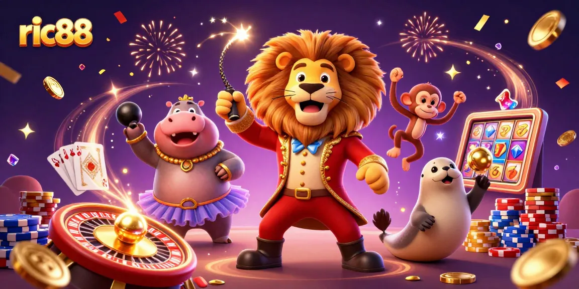 Experience an exhilarating ric88 casino adventure with vibrant cartoon characters and dynamic game elements.