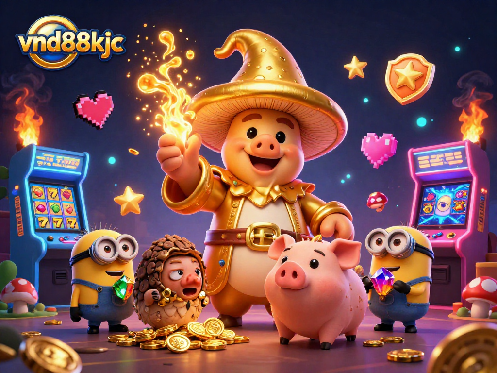 Experience the excitement of vnd88kjc with a vibrant slot gaming scene featuring magical creatures and gold.