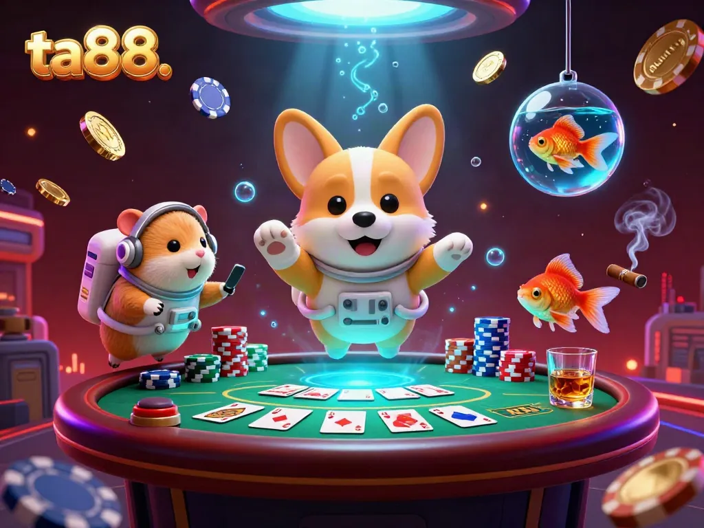 Experience thrilling gaming fun with ta88 in a vibrant 3D casino setting full of action and excitement.