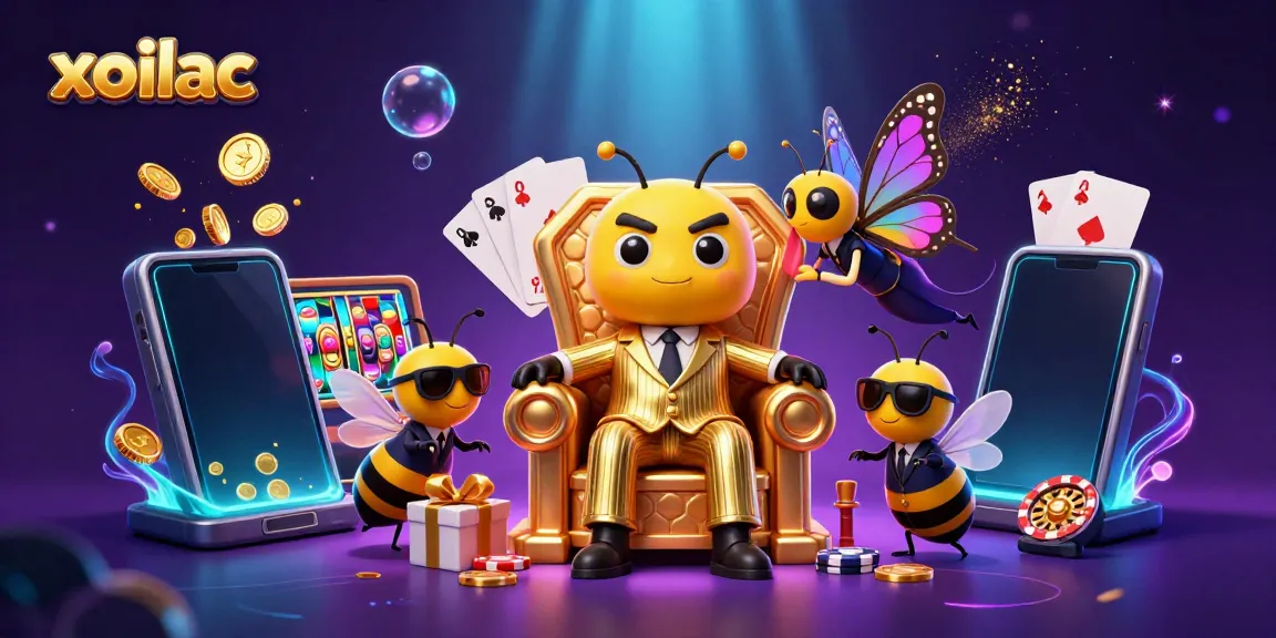 Xoilac golden bee mob boss ruling over a dynamic gambling scene with rich 3D graphics.