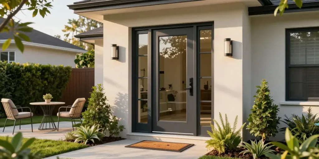 Pintu uPVC custom enhances home entrance aesthetics with elegant design and natural light.