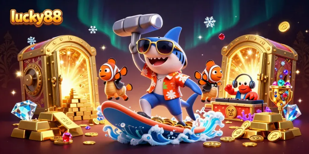 Play exciting games and win big at lucky88 with vibrant casino-themed characters.