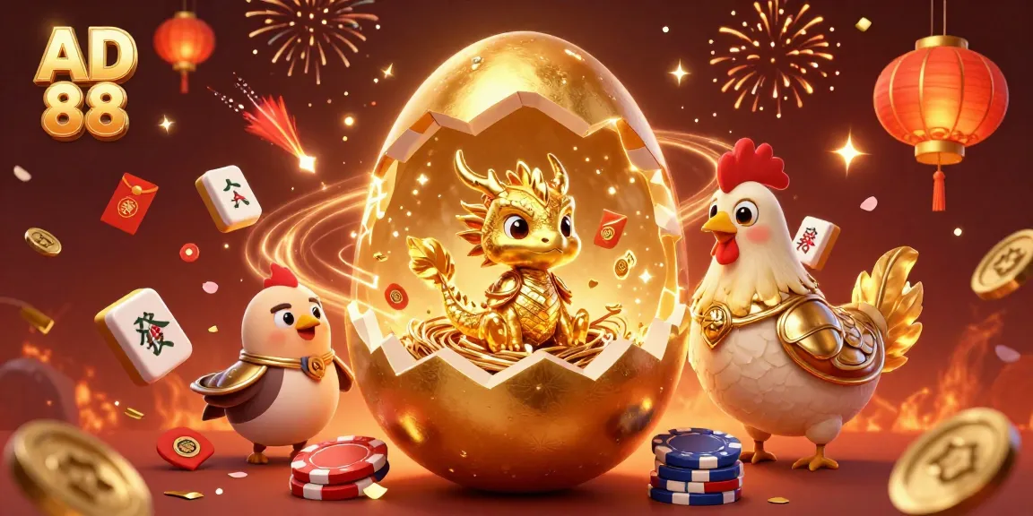 Engage with AD 88’s vibrant gaming world featuring a golden dragon and rich gaming elements.