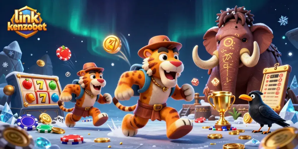 Experience thrilling gameplay with link kenzobet in a vibrant 3D casino illustration.