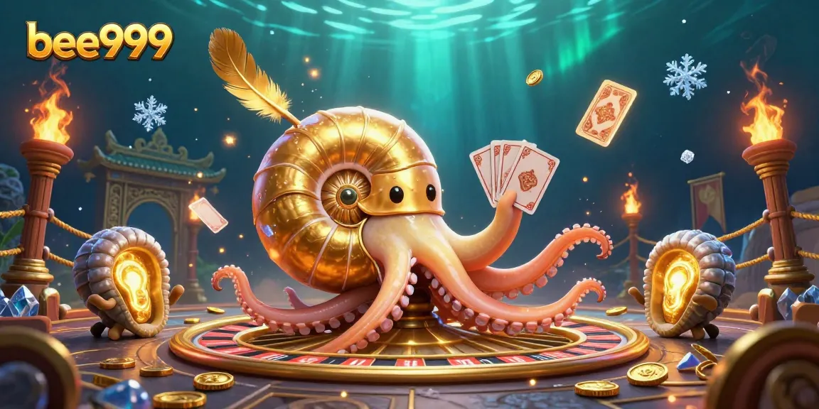 Experience the thrill of bee999 with a 3D nautilus roulette wheel and glowing ammonite companions.