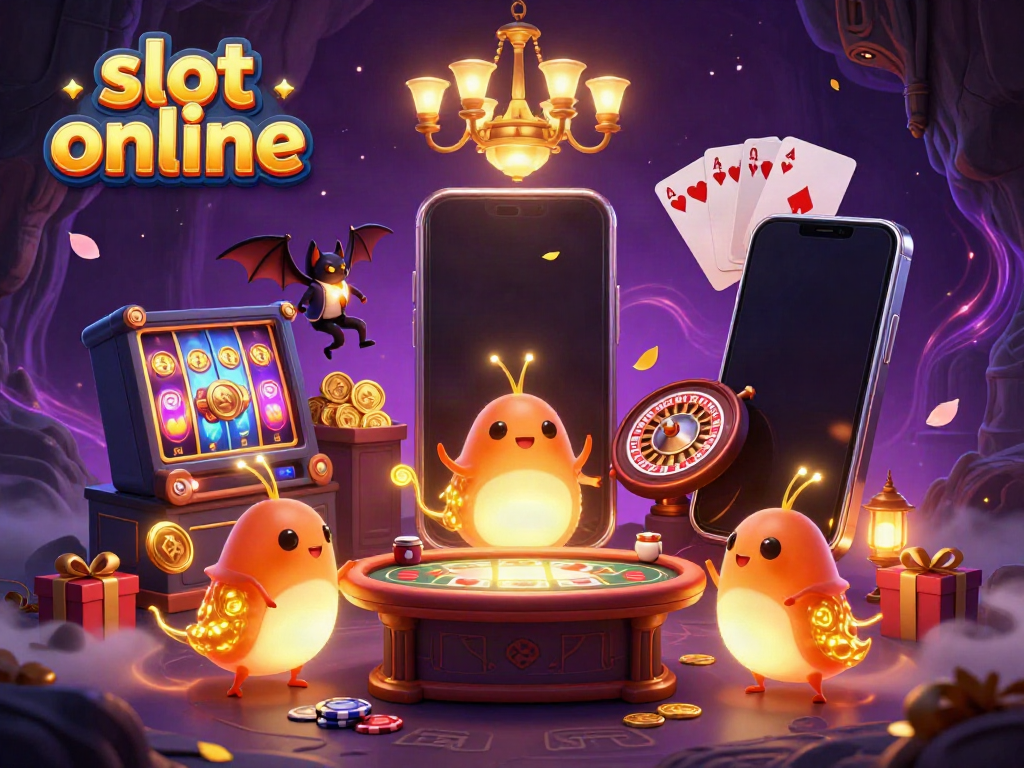 Experience immersive slot online fun with a vibrant cave casino scene lit by glowworms.