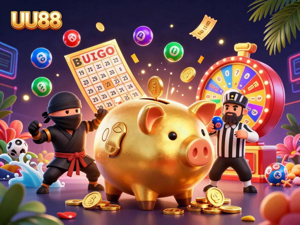 Engage with UU88 in this vibrant casino-themed illustration showcasing thrilling gaming elements.