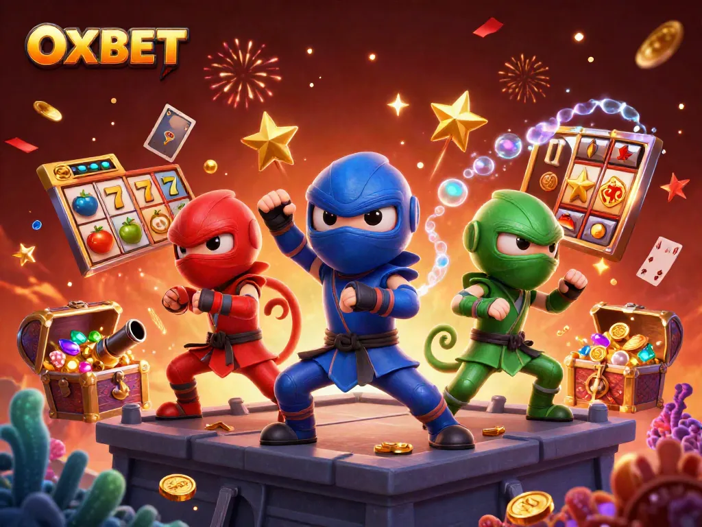 Engage with OXBET's thrilling casino experience featuring vibrant characters and rich gaming elements.