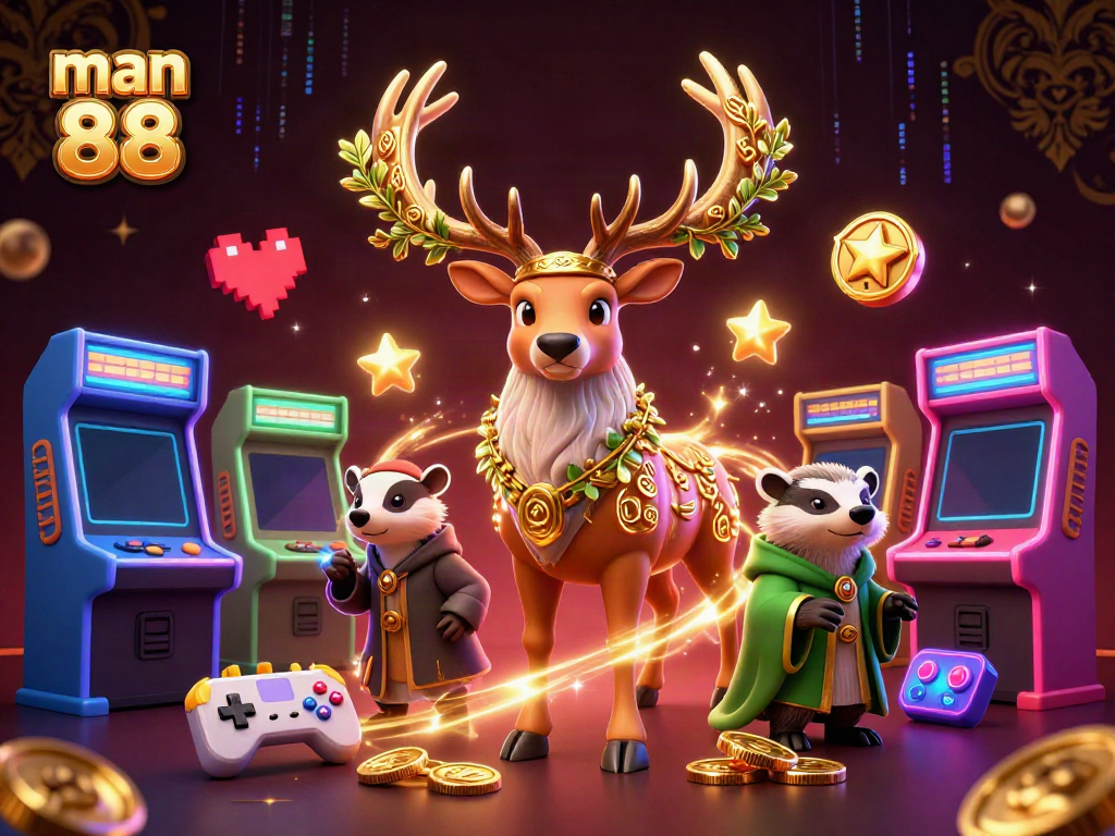 Experience excitement with man 88 in a dazzling digital casino world featuring vibrant characters and engaging gaming elements.