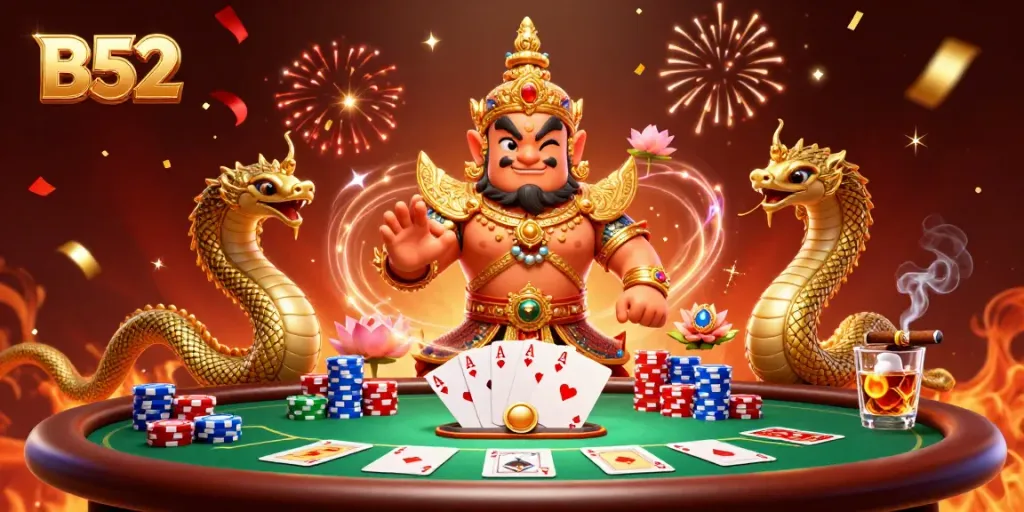 Engage with B52's thrilling poker scene featuring detailed characters and exciting gameplay elements.
