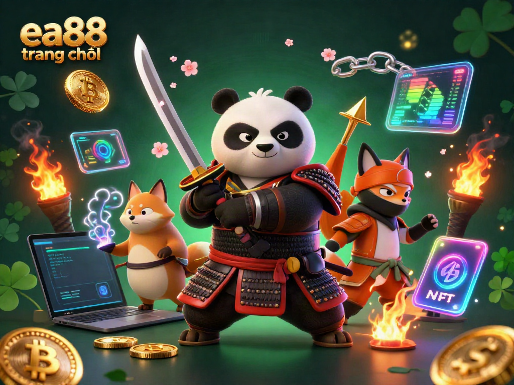 Experience thrilling gameplay at ea88 trang chủ with our vibrant samurai panda and ninja fox illustration.