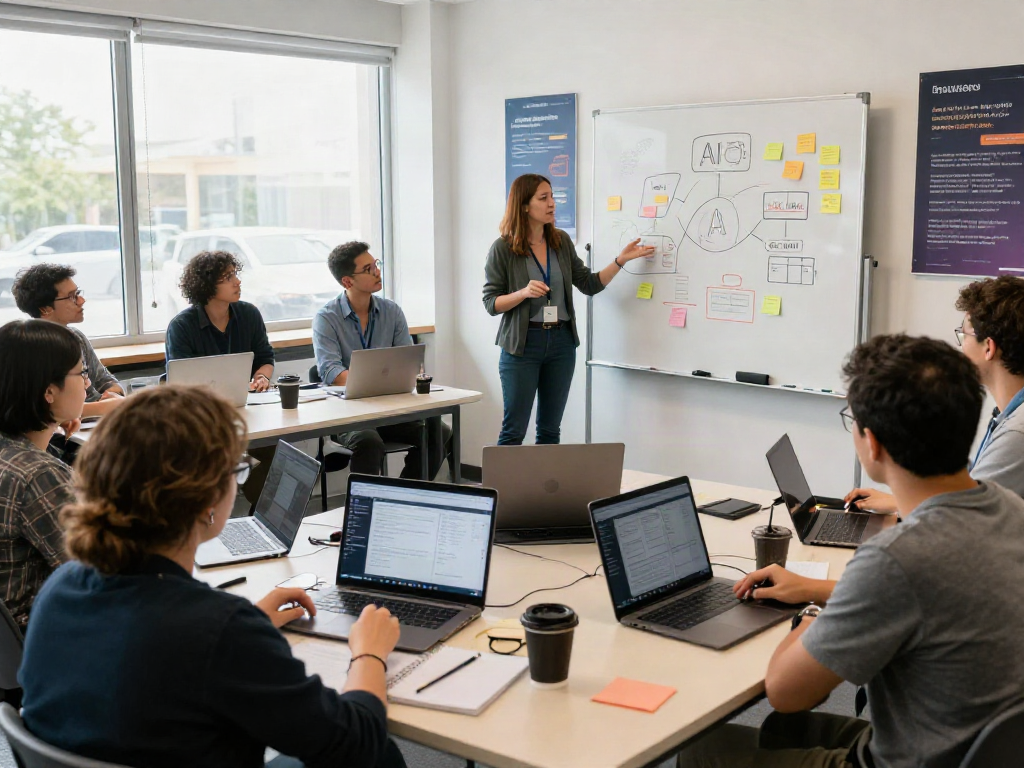 Engaging AI workshop for adults discussing AI 18+ opportunities in a collaborative learning environment.